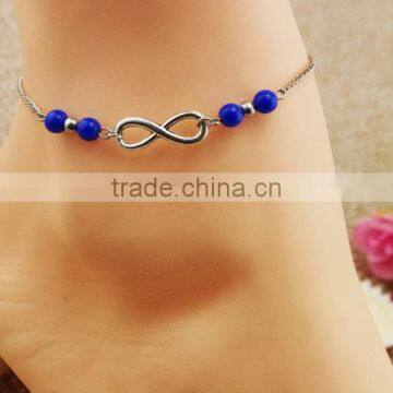 2016 beach infinity love anklet custom 8 infinity footbare jewelry blue turquoise infinity anklets for couple gifts