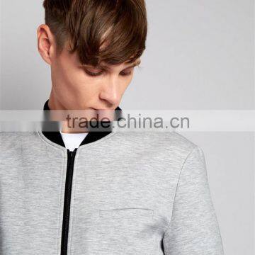 MGOO Men Custom Cotton Zip Up Coat Robbing Collar Tailored Jersey Bomber Jacket Grey Baseball Clothings photo-6