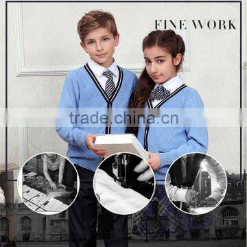 High Quality Sky Blue Customize Cardigan Beautiful School Uniform photo-2