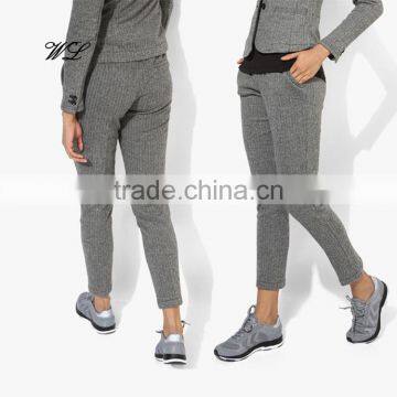 Woman Chinos Pants Slim Fit Latest Design Striped Grey Office Pants