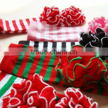 Baby Leg Warmer Christmas Stripe Leggings With Ruffle Baby Winter Leg Warmer photo-2