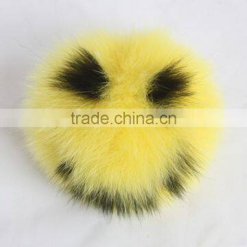 Myfur Cute Smile Face Handmade Fox Fur Pom Pom Charm Real Fur Pompom Wholesale photo-5