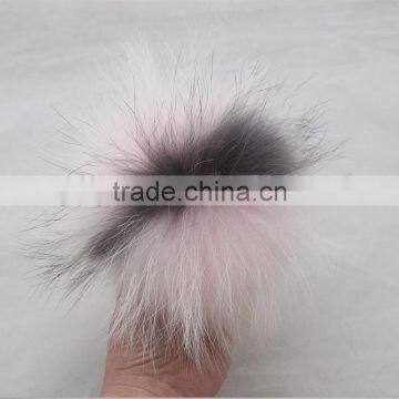 Myfur Customized Multi-Color Pink/Grey Raccoon Fur Pom Poms Wholesale Hat Accessory photo-3