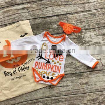 infant baby girls boutique clothing sets toddler Halloween outfits live love pumpkin romper infant toddler girls romper