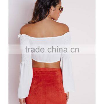2015 New Style Long Sleeve Crop Top Wholsale off Shoulder Top photo-3