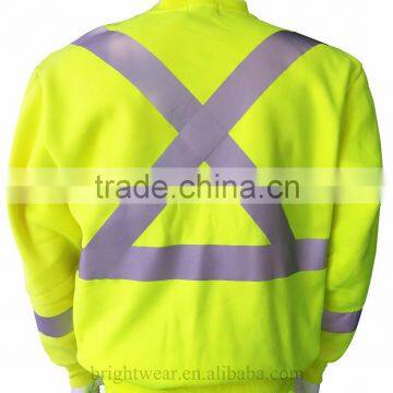 80% Polyester 20% Cotton Fleece hi Vis Safety Sweatshirt With Heat-applied Reflective Tape Meet CSA Z96 Requirement