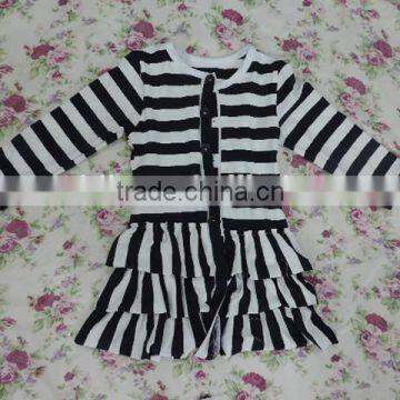 2017 Baby Girls Boutique Wholesale Children Clothing Kids Girls Stripe Ruffle Jacket Use Button