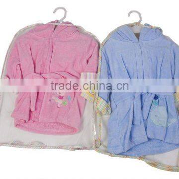 baby towel bathrobe with lovely EMB