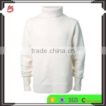 Wholesale Custom Winter/Autumn Cream High Neck Men Woolen Sweater Design