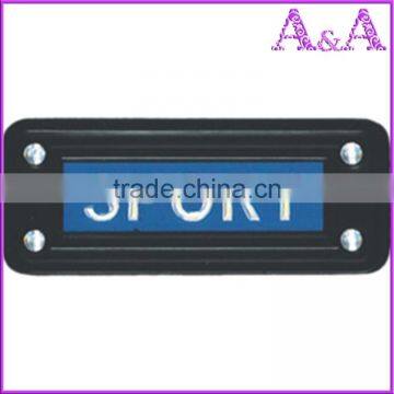 Custom pu leather metal labels / embossed rubber logo
