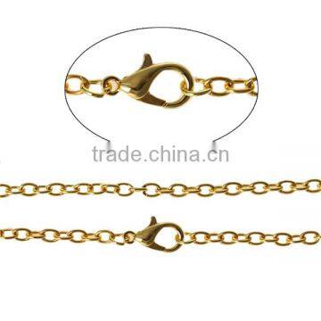 2016 Gold Plated Link Cable Chain With Lobster Claw Clasp Iron Based Alloy Jewelry Chain Necklace