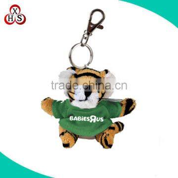 custom music keychain plush tiger animal with sound chip