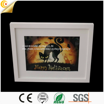 Halloween LED wood farmed lighting decoration Halloween decoration hanging plaque