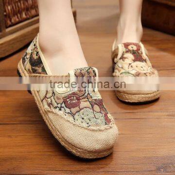 coffee women homemade linen sandals comfortable fisherman shoe folk slippers/Chinese ethnic flavor casual linen shoes