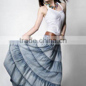 hot selling maxi skirt woman wholesale long denim skirts