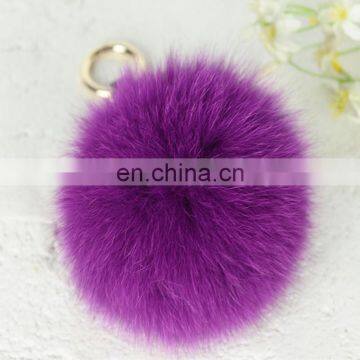 2016 genuine handmade fox fur pompom pendant keychain/keyring