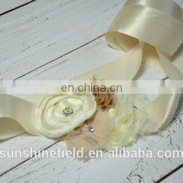 Ivory sash Baby Girl Sash and Matching Headband Photography Props