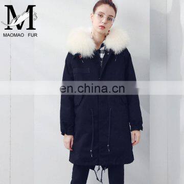 New Winter Design Genuine Raccoon Fur Collar Coat Women and Real Fox Fur Parka photo-2