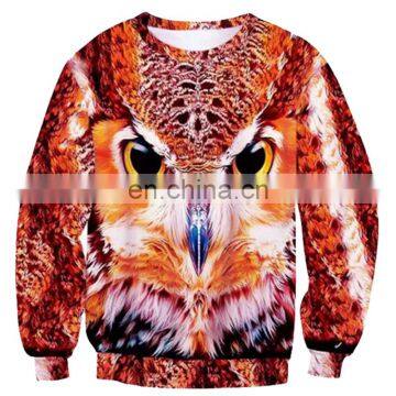 High quality printed animal owl men pullover