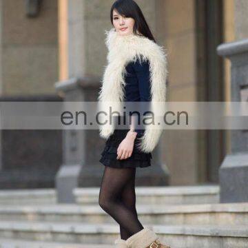 New Arrival Pastel Color Mongolian Lamb Fur Winter Scarf Shawl European Style photo-2