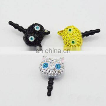 Wholesale Funny decorated cat animal custom cell phone ear cap anti dust plug MCD-0048