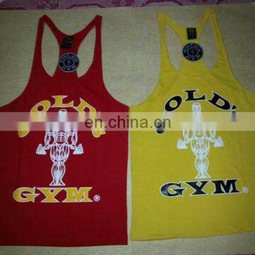 100% cotton Custom gold gym singlets for men