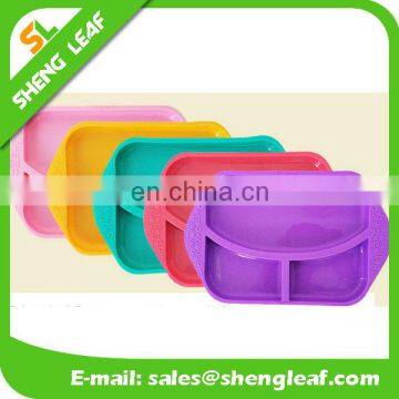 non-toxic Silicone food serving plate bowls of 3 parts