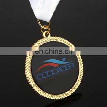Metal gold plated medal with 3D edge