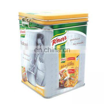 China Wholesale 105x105x155MM Food Safe Empty Metal Tin Can Container With Metal Lock Closing photo-6