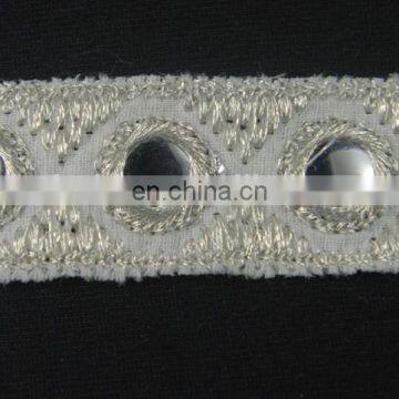 Custom Fashion New Style Mirror Silver Lace Trimming photo-2