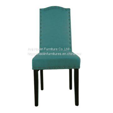 Blue Color Fabric Solid Wood Dining Chair with Stud,Quality Dining Room Chair HL-7018-2