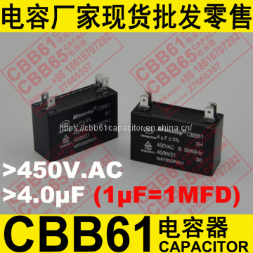 450V.AC 4.0uF±5% CBB61 Capacitor for Air Conditioner