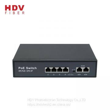 6 Port 100Mbps Ethernet Switch IEEE 802.3 Af POE Switch With Internal Power Adapter