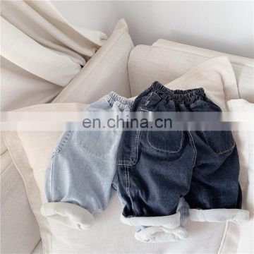 2020 children's winter clothes new children's Korean version plus velvet casual pants girls autumn and winter jeans