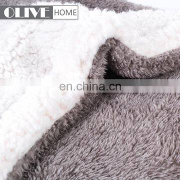 China Wholesale Ultra-soft Fluffy Cationic Plush Sherpa 2 Ply Quilted Throw Blanket photo-3