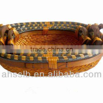 2013 New Style Wholesale Cheap Boat Shaped Reed Storage Plate With Ear Handles photo-2