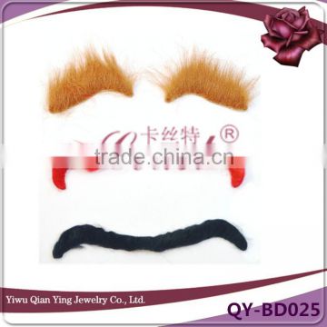 costume fake color moustache and artificial eyebrow