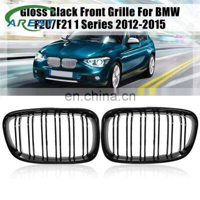 Pair Gloss Black Front Bumper Kidney Grille Grills Double Slat for BMW F20 F21 1 Series 2012 2013 2014 2015 Car Racing Grills