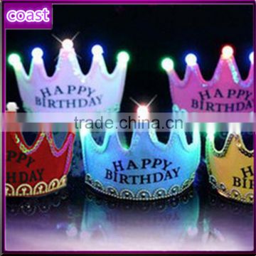 new design crown shaped birthday party hats with led light