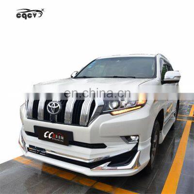 Plastic material Body kit for toyota prado 10-17 upgrade to 2018 style front bumper and rear bumper for Toyota prado facelift