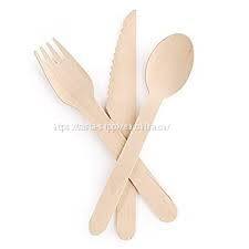 FSC certified birch wood disposable wooden spoons eco friendly compostable cutlery set