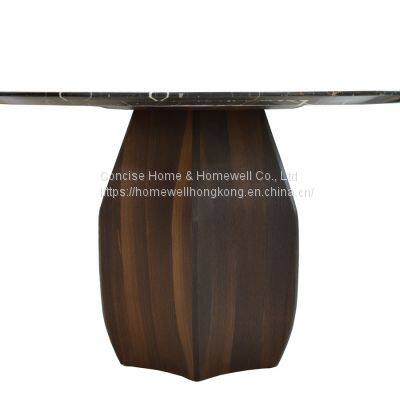 Contemporary luxury dining table DT1705 natural marble or wooden top with wooden base