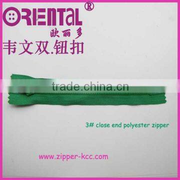 close end polyester zipper