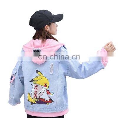 Wholesale new cartoon print student denim jacket female temperament casual jacket student spring and autumn jacket