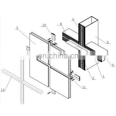 Building Facades Decorations Aluminum  Curtain Wall