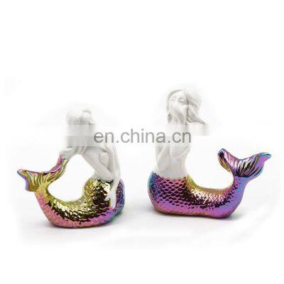 Handmade Mermaid Beautiful White Sublimation Art Ornaments Luxury Ceramic Home Decoration Accessories Pieces photo-2