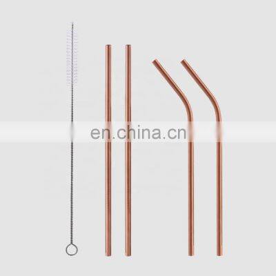 Factory Direct copper rose gold metal kit stainless steel golden drinking bubble tea straw reusable