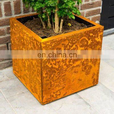 Eco-Friendly Customize Not Coated Corten Steel Metal Flowerpot photo-4