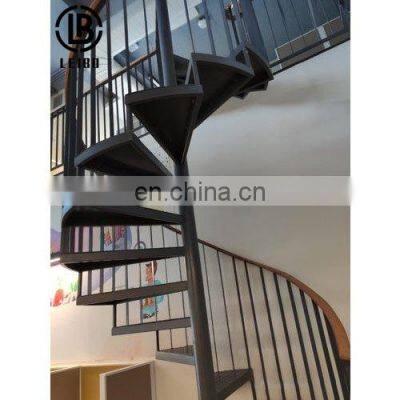 Carbon Steel Structure Iron Balustrade Staircase Wooden Interior Carbon Steel Spiral Staircase photo-3
