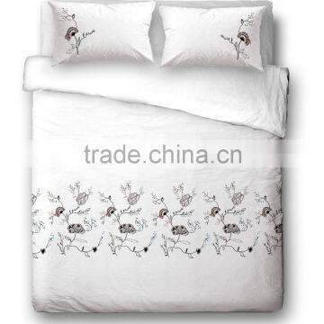 fancy embroidery customized polycotton floral duvet cover